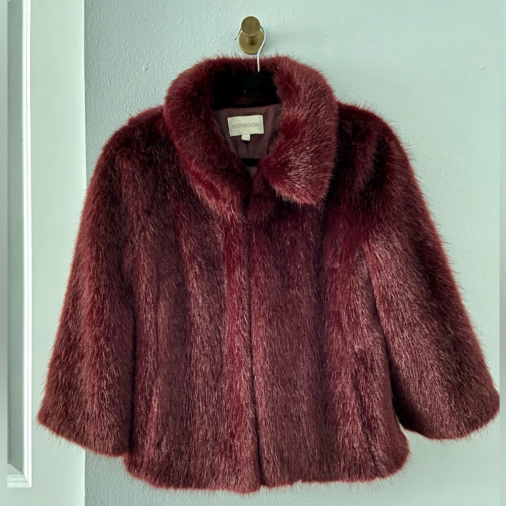Maroon Monsoon Faux Fur Jacket